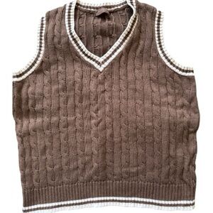 John Galt chocolate brown cable vest size S  EUC EC0073